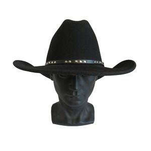 Bailey Chisolm Wool Lifefelt Cattlemen Western Hat Black Leather Stud Band Large